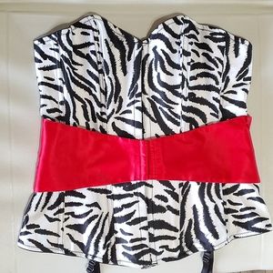 Frederick's of Hollywood NWOT XL Retro Animal Print Bustier / Corset w/ Garters